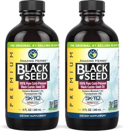 Amazing Herbs Premium Black Seed Oil - Χωρίς γλουτένη, μη ΓΤΟ, Ψυχρό Πιέζεται Nigella Sativa Βοηθήματα σε Digestive Υγεία, Ανοσοποιητική Υποστήριξη, λειτουργία εγκεφάλου - 8 Fl Oz (πακέτο του 2)