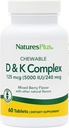 Natures Plus D & K Complex - 60 Mixed Berry Chewables - Supports Calcium Metabolism - Vegetarian, Non-GMO, Gluten Free, Soy Free - 60 Servings