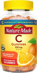 Βιταμίνη C Gummies 250 mg, 80 Count, Για την Ανοσολογική Υποστήριξη, Αντιοξειδωτική Υποστήριξη, Υποστήριξη Κολλαγόνου για την Υγεία του Δέρματος, Tangerine