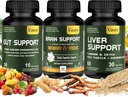 Liver Renew Cleanse Detox, Επισκευή & Υποστήριξη, Gut and Colon Υποστήριξη - Advanced Gut Cleanse Detox, Brain Nootropic Brain Συμπληρωματικό για άνδρες & γυναίκες, Όλα σε ένα πακέτο.