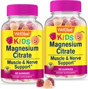 WellYes Magnesium Citrate Gummies for Kids (2 Pack) - Chewable Stress Relief Supplement for Children - Φυσική ηρεμία, υποστήριξη διάθεσης, μη-GMO, Χωρίς γλουτένη - Φυσικό άρωμα - 60 Gummies