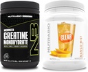 NutraBio Creatine Monohydrate, Unflavored, (300 g) και Clear Whey Protein Isolate, (Mango Mist) συμπλήρωμα Bundle – μυϊκή ενέργεια, μέγιστη ανάπτυξη, ανάκτηση, και δύναμη