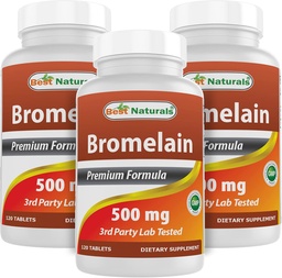 Best Naturals Bromelain 500mg 120 δισκία (120 Count (Pack of 3))