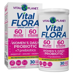 Vital Planet - Vital Flora Probiotics for Women 60 Billion CFU, Diverse Strains, Daily Rafter Stable Probiotic with Organic Prebiotics, for Κολπική Υποστήριξη, Immune and Digestive Health 30 Κάψουλες