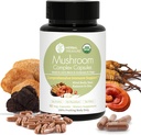 Βότανο Θησαυρός 4 σε 1 Mushroom Complex Supplement, Adaptogens with Lion's Mane, Reishi, Chaga and Cordyceps Mushroom Blend, Organic Mushroom Supplement Extract 90 Caps