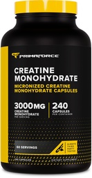 Primaforce Creatine Monohydrate Κάψουλες - 240 Κάψουλες, 3.000mg ανά Σερβίρισμα, Χωρίς Γλουτένη και Μη ΓΤΟ