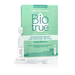 Biotrue Hydration Boost, συντηρητικά-ελεύθερος Οφθαλμικές σταγόνες για ξηροφθαλμία, άμεσα ενυδατώνει, Ενυδατώνει, Επαφή Φακός Φιλικός, Αναζωογονητικός & Ανακουφιστικός Ερεθισμός ματιών, 30 Φιαλίδια μιας χρήσης (Pack of 1)