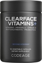 Codage Clearface Pantothenic Acid, Niacin Supplement, Βιταμίνες A, C, D3, E, Προβιοτικά, Ψευδάργυρος, Ριβοφλαβίνη, Thiamin, L-Lysine HCL & Omega-3, Niacinamide, Skin Botanical Blend - Non- GMO - 90 Κάψουλες