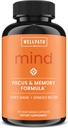 WellPath Mind Brain Supplement for Memory and Focus with Lion's Mane | Ginkgo Biloba and L-Theanine for Long Term Cognitive Support | Vegan, Non-GMO, 60 Ct