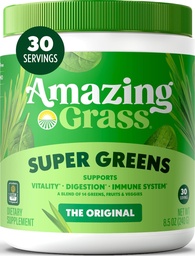 Amazing Grass Greens Blend Superfood: Πράσινοι Mix σκόνης για την ενέργεια, με οργανική Spirulina, Chlorella, Beet Root Powder, Digestive Enzymes & Probiotics, Original, 30 εξυπηρετήσεις (Packaging May Vary)