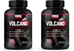 Force Factor Volcano προ προπόνηση Nitric Oxide Booster συμπλήρωμα για τους άνδρες με Creatine και L-Citrulline για την ενίσχυση και την ενέργεια, Βοήθεια για την οικοδόμηση μυών, καλύτερη αντλία και προπόνηση, 120 κάψουλες (πακέτο του 2)