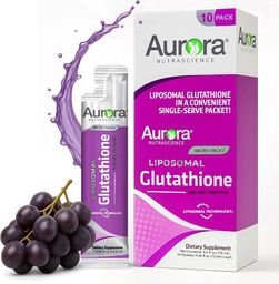 Aurora Nutrascience Micro-Liposomal Liquid Glutathionone, ανοσοποιητικό & αντιοξειδωτικό συμπλήρωμα για την υγεία των ούλων, 500 mg ανά σερβιρίσματος, χωρίς γλουτένη, χωρίς γλουτένη, χωρίς ζάχαρη, 10 μεμονωμένα πακέτα