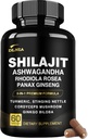 8-in-1 Shilajit for Men & Women with Ashwaganda Himalayan Organic Supplement with Rhodiola Rosea, Ginseng, Turmeric, Mushroom, for Immune Support, Energy, Calm, Focus, Clarity, Sleep, Cortisol