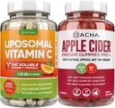 Ultimate Immune Boost Bundle - Liposomal Vitamin C & Apple Cider Vinegar Gummies, Detox και Cleanse, Υποστήριξη απώλειας βάρους ACV με τη μητέρα, Στομαχικό Φιλικό, Υψηλή Απορροή Potency Ascorbyl Palmitate