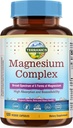 Terranics 5-in-1 Magnesium Complex Supplement 500mg - 5 Forms Υψηλή Απορρόφηση Μαγνήσιο Γλυκινικό Κιτρικό Μηλεϊνικό Ασπαρτικό Γλυκονικό για την Υγεία της Καρδιάς Ύπνου - Μη ΓΤΟ 120 Vegan Κάψουλες