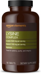 Στοιχεία Lysine Complex με βιταμίνη C για την υποστήριξη της ανοσοποιητικής υγείας, χορτοφάγοι, 65 εξυπηρετήσεις, 195 κόμης (Η συσκευασία μπορεί να διαφέρει)