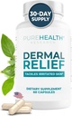 PUREHEALTH Research Dermal Relief Supplements - για Ερεθισμένο Δέρμα, Έκζεμα και Δερματίτιδα με L-Histidine, Ashwagandha Root Extract, Rhodiola Crenulata, Βιταμίνη D και E - 1 Φιάλη - 60 Κάψουλες