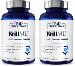 1MD Διατροφή KrillMD - Ανταρκτικής Omega 3 Omega Oil συμπλήρωμα με Ασταξανθίνη, EPA, DHA 