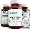 Natural Nutra Active Methyl Folate Supplement with Quatre folic, Support Heart and Body Health, Helps Brain Health, Improve Positive Vibes, Help Reduce Bone-Tired, B9, 90 Vegan Tablets (Pack of 2)