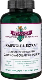 Vitanica Rauwolfia Extra - Heart Health Supplement - Υποστηρίζει την πίεση του αίματος ήδη μέσα σε ένα υγιές εύρος - συμπλήρωμα με μαγνήσιο, CoQ10 & Snakeroot - 180 Vegan Caps