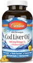 Carlson - Cod Liver Oil, 460 mg Omega-3s + Βιταμίνες A & D3, Wild-Caught Norwegian Arctic Cod-Liver Oil, Αειφόρα που προέρχονται Nordic Fish Oil Caps, Lemon, 300 Softgels