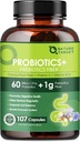 Probiotics for Women Digestive Health with Prebiotic Fiber - Fiber Supplement with 60 Billion Probiotic for Regularity & Gut Cleanse - Supports Occasional Constipation - 107 Veggie Capsules