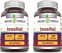 Amazing Formulas Inositol Supplement | 500 Mg Per Serving | 100 Capsules | Non-GMO | Gluten Free | Made in USA | Pack of 2