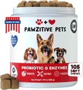 Probiotics for Dogs Digestive Health - Probiotic Chews for Gut Health, Ichy Skin Yeast, Diarrhea - USA Προϊόν - Συμπλήρωμα Ανοσολογικής Υποστήριξης - Σκύλος Digestive Υποστήριξη & Αλλεργία Ανακουφιστικά Μασούρια με Ένζυμα