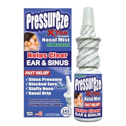 Pressureze Xtra - Φυσικό - συντηρητικό δωρεάν - αποστειρωμένο Nasινικό spray - για σοβαρή ανακούφιση της δυσπεψίας του κόλπου - Ανοίγει μπλοκαρισμένες διώρυγες αυτιού, Snoχαλίζει - 245 sprays, 34 ml (Pack of 1)