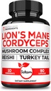 Satoomi 10in1 Cordyceps Mushroom Supplement - Συνδυάζεται με Lions Mane, Turkey Tail Mushroom, Reishi Mushroom & Others - 90 Κάψουλες για 90 Service Supply