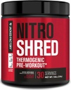 Jacked Factory NITROSURGE Shred Pre Workout Supplement - Ενεργειακό Booster, Instant Strength Gains, Sharp Focus, Ισχυρές Αντλίες - Nitric Oxide Booster & PreWorkout Powder - 30Sv, Black Cherry