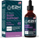 E2H Natural Sleep Support - Υγρή μελατονίνη με χαμομήλι, Theanine - Sleep Better, Deeper, Longer - Vegan, GMO-Free - Παρέχει ανακούφιση από το άγχος - 2 Fl Oz