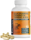 Bronson Glucosamine Chondroitin Turmeric & MSM Advanced Joint & Cartilage Formula, Υποστηρίζει υγιείς αρθρώσεις, Κινητικότητα & Cartilage - Μη ΓΤΟ, 60 κάψουλες
