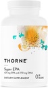 THORNE - Super EPA - Ωμέγα-3 λιπαρά οξέα EPA 425mg & DHA 270mg συμπλήρωμα - Εγκέφαλος υποστήριξης, καρδιοαγγειακό, αρθρώσεις & δέρμα* - Γλουτένη, γαλακτοκομικά & χωρίς σόγια - 90 Gelcaps