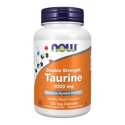 NOW Συμπληρώματα, Ταυρίνη 1000 mg, Διπλή Δύναμη, Υγεία Νευρικού Συστήματος *, 100 Κάψουλες Veg
