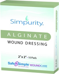 Αλγινικό ασβέστιο Dressing 2" x 2" - -Απλότητα- Ατομικά Παχύ Παχύ Ταμπά Αντιμικροβιακό Alginate Dressing Fiber Padding Medical Wound Care Products for Bed Sore-Pressure Sore-Leg Ulcer-Diabetic Foot