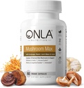 ONLA Vegan Mushroom Supplement - 10 σε-1 Lions Mane Mushroom, Reishi Mushroom, Cordyceps, Shiitake - Mushroom Caps for Immune System, Natural Brain Supplements for Memory and Focus (60 Cap)