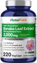 NusaPure Banaba Leaf 20:1 Extract, 150 mg Ισοδύναμο με 3.000 mg Veg Caps, 220 ημέρες προσφοράς (Non-GMO & Vegan) 2% Κοροσολικό οξύ