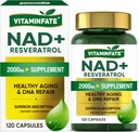 NAD+ Συμπλήρωμα 2000 mg - 120 κάψουλες True NAD+ & Resveratrol, NMN Εναλλακτικές Υποστήριξη κατά της γήρανσης, Κυτταρική Ενέργεια & Επισκευή, Μεταβολισμός & Εγκέφαλος Boost για άνδρες & γυναίκες