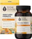 Your Flora Probiotic Soothe – Non-GMO Probiotics with Fermented Soybean, Ginger, & Turmeric for Gut Balance, Digestion, & Support – Prebiotics, Postbiotics, Digestive Enzymes – Living Alchemy, 60 Pcs