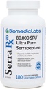 Serra-RX 80,000 SU Serrapeptase - Acid-Resstant Proteolytic Systemic Enzyme, Non-GMO, Gluten Free, Vegan, Supports Sinus & Lung Health, 180 Veg Capsules