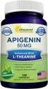 aSquared Nutrition Apigenin 50mg & L-Θεανίνη 200mg - 120 Κάψουλες - χάπια συμπλήρωμα Apigenin για ύπνο και χαλάρωση - Φυσικό εκχύλισμα Bioflavonoid Βρέθηκε στο τσάι χαμομήλι