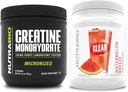 NutraBio Creatine Monohydrate, Unflavored, (150 g) και Clear Whey Protein Isolate, (Watermelon Breeze) συμπλήρωμα Bundle – μυϊκή ενέργεια, μέγιστη ανάπτυξη, ανάκτηση και δύναμη
