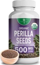 Organic Perilla Seed Extract with 9% Rosmarinic Acid - USDA Certified - Αλλεργική Ανακούφιση, Αναπνευστικό και Ανοσία Booster- Th2 Κυτοκίνες, Φυσικά Occurring Luteolin - 500mg 90 κάψουλες