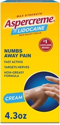 Aspercreme Lidocaine Pain Relief Cream Soothes Aggravated Nerves, Numbing Topical Anaalgesic με Max-Stength 4% Lidocaine & Moisturizing Aloe, 4.3 Oz.