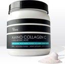Amino Collagen C with Hyaluronic Acid (60 Servings   16oz  456g) - Μη-GMO Marine Collagen Peptides - Hydrolyzed Powder - Unflavored - No Sugar - Για Στερεό Δέρμα, Ενυδάτωση, Υγιεινές αρθρώσεις και Gut.