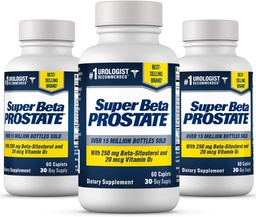 SUPER BETA PROSTATE συμπλήρωμα υποστήριξης για την υγεία των ανδρών - Μειώστε τα ταξίδια στο μπάνιο, την προώθηση του ύπνου, την καλύτερη κηλίδα κενό & υγιής προστάτης, Beta σιτοστερόλη - 60 Count (πακέτο των 3)