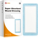 Carbou Super Απορροφητικό Πληγές Dressing Pads 4"x 8", 10 Ατομικό πακέτο, Μη Αυτοκόλλητες Απορροφητικές Επιδέσμες για Φροντίδα Τραυμάτων, Μαλακό Πολύ Απορροφητικό Dressing, Μη Stick Gauze Pads για Τραύματα