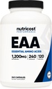 Nutricost EAA Κάψουλες 1200mg, 240 Κάψουλες - Απαραίτητα Αμινοξέα, 120 Μερίδες - Μη ΓΤΟ, Χωρίς Γλουτένη & Vegan