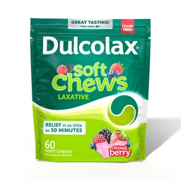 Dulcolax Saline Laxative Soft Chews, Απαλή ανακούφιση δυσκοιλιότητας, Μικτή γεύση μούρου, Υδροξείδιο μαγνησίου 1200 mg, 60 Count